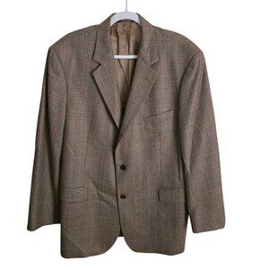 Brooks Brothers 346 Small Check Sport Coat Jacket Earth Brown Multi Size 46R